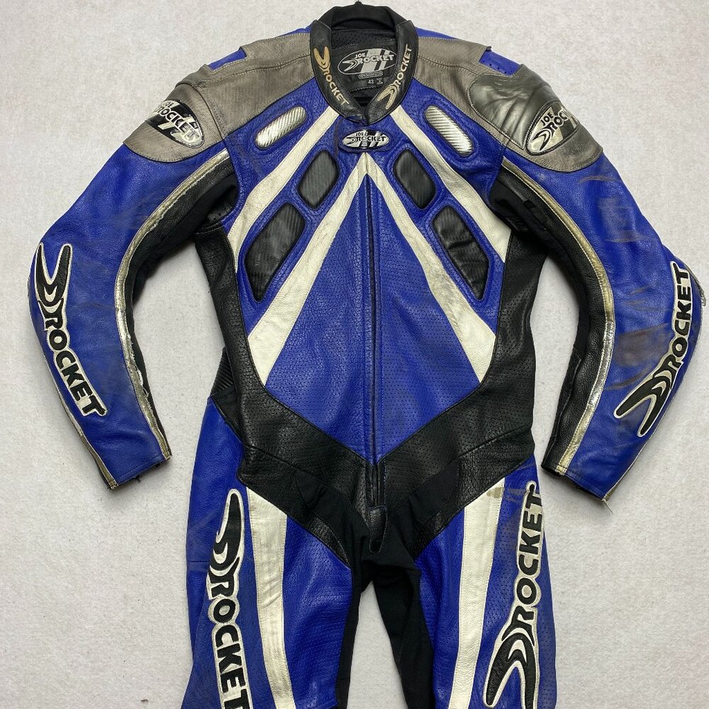 Vintage Joe Rocket Motorcycle Jumpsuit Men's 42 Blue Leather One Piece